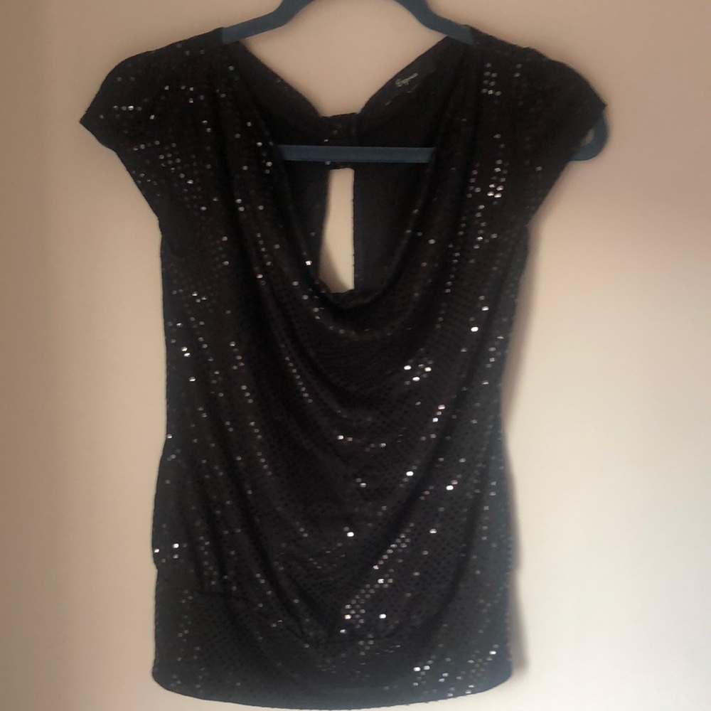 Gorgeous Black EXPRESS Cowl Neck Top with Sequin Decals!!